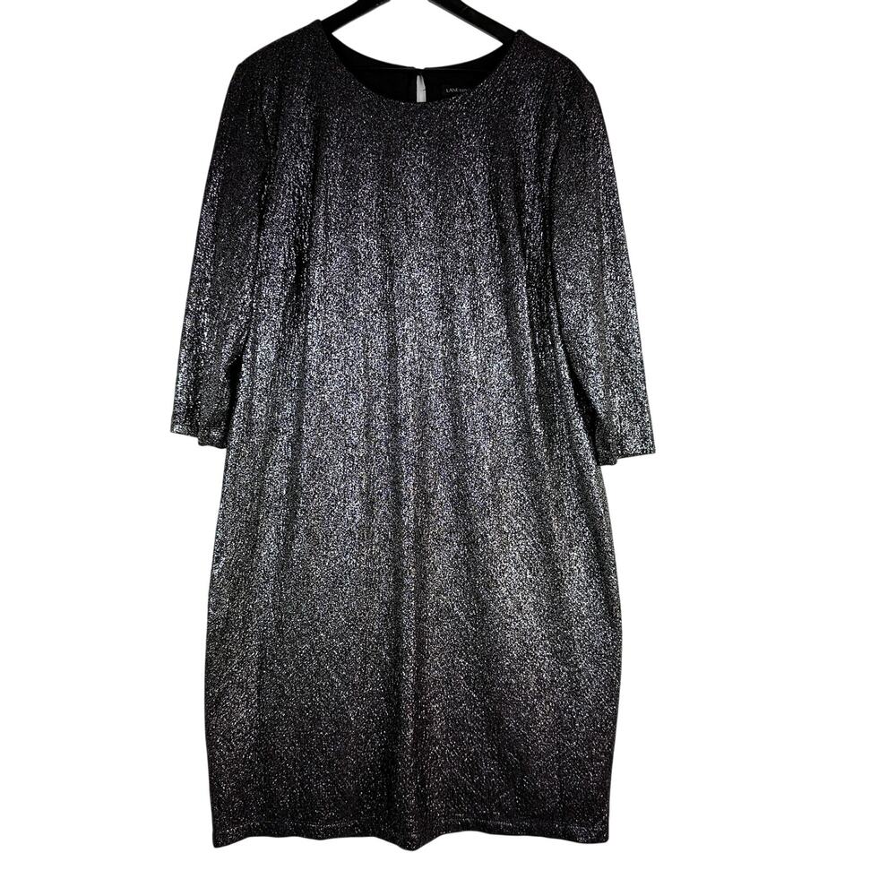 New Lane Bryant Ombre Metallic Shimmer Stretch Midi Dress Purple Black - 18/20